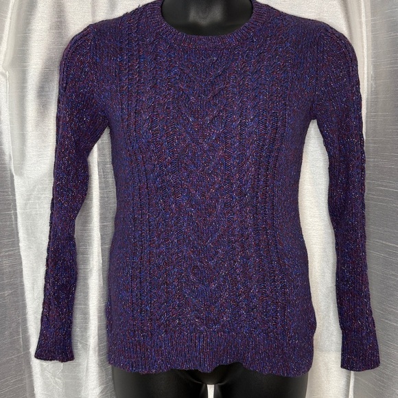 Old Navy Sweaters - Old Navy Glitter Sparkle Red Blue Purple Hue Sweater Womens S Cable Knit Acrylic
